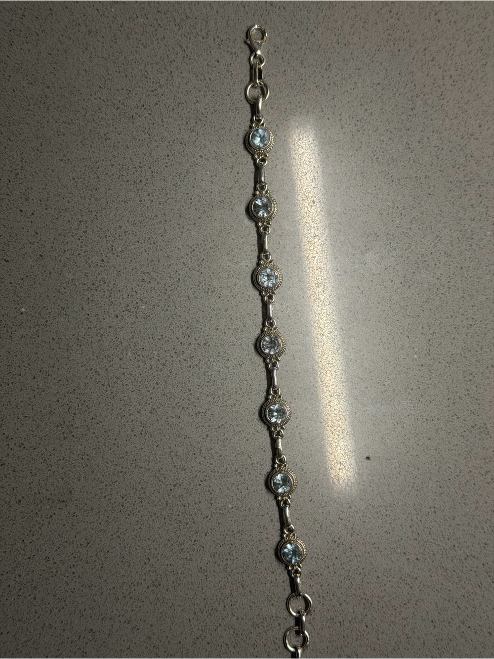 7.5 carat Sky Blue Topaz 925 SS 8”  Bracelet